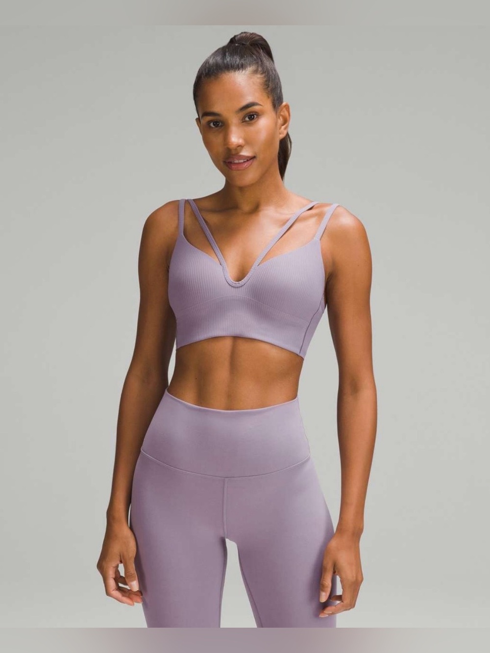 Lululemon Like a Cloud Strappy Longline Ribbed Bra Light Support B/C Cup size 2